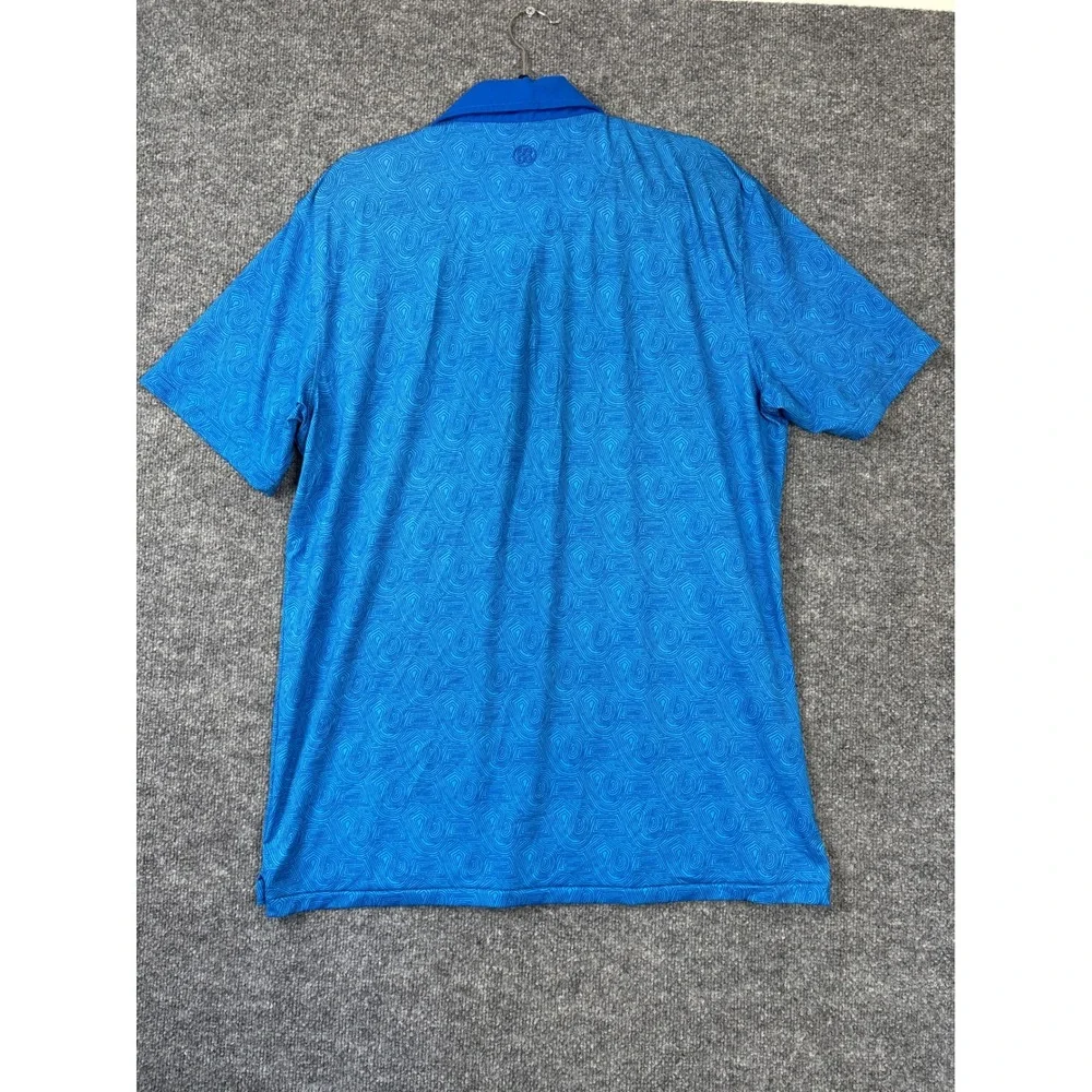 G/FORE Golf Polo Shirt Men XL Blue‎ Geometric Swirl Short Sleeve Performance